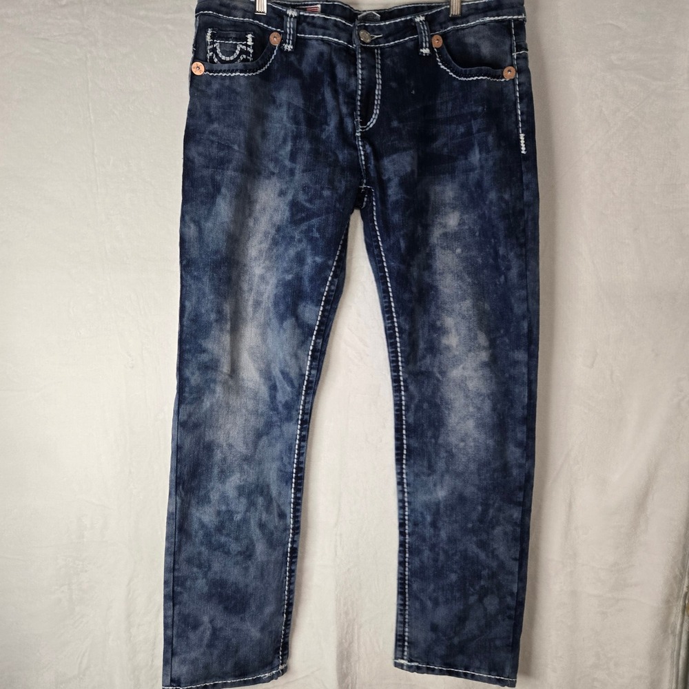 Vintage True Religion Joey Super T Jeans size 38 NWT Blue Thick White Stitch USA